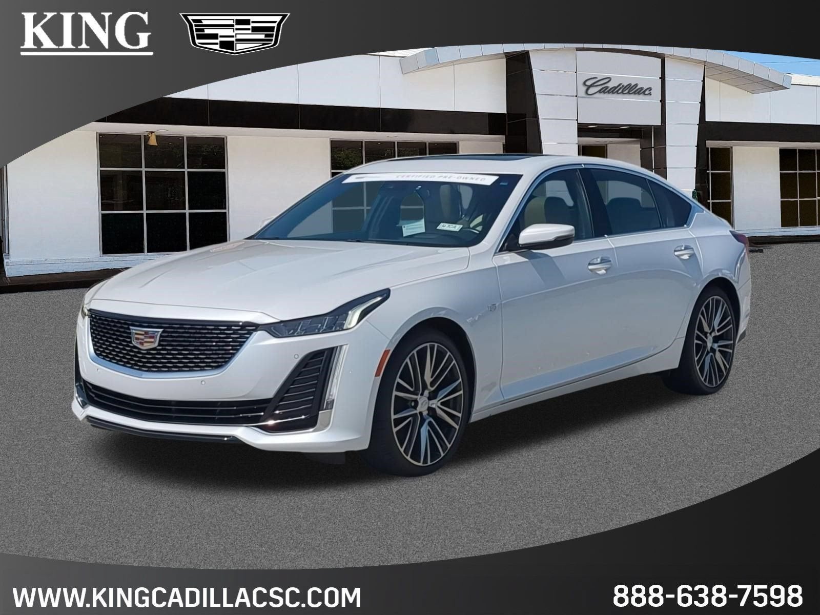 2023 Cadillac CT5 Premium Luxury in Crystal White Tricoat — front three-quarter view