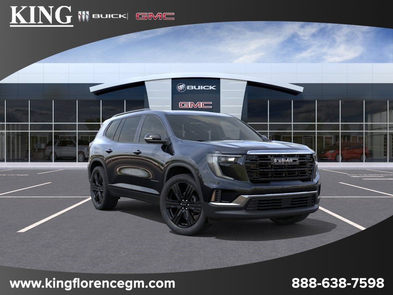 2026 GMC Acadia Elevation in Ebony Twilight Metallic — front three-quarter view