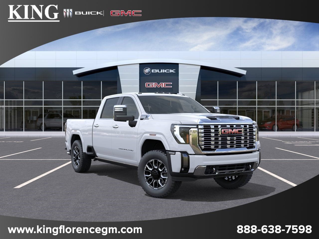 2026 GMC Sierra 2500 HD Denali in Glacier White Tricoat — front three-quarter view