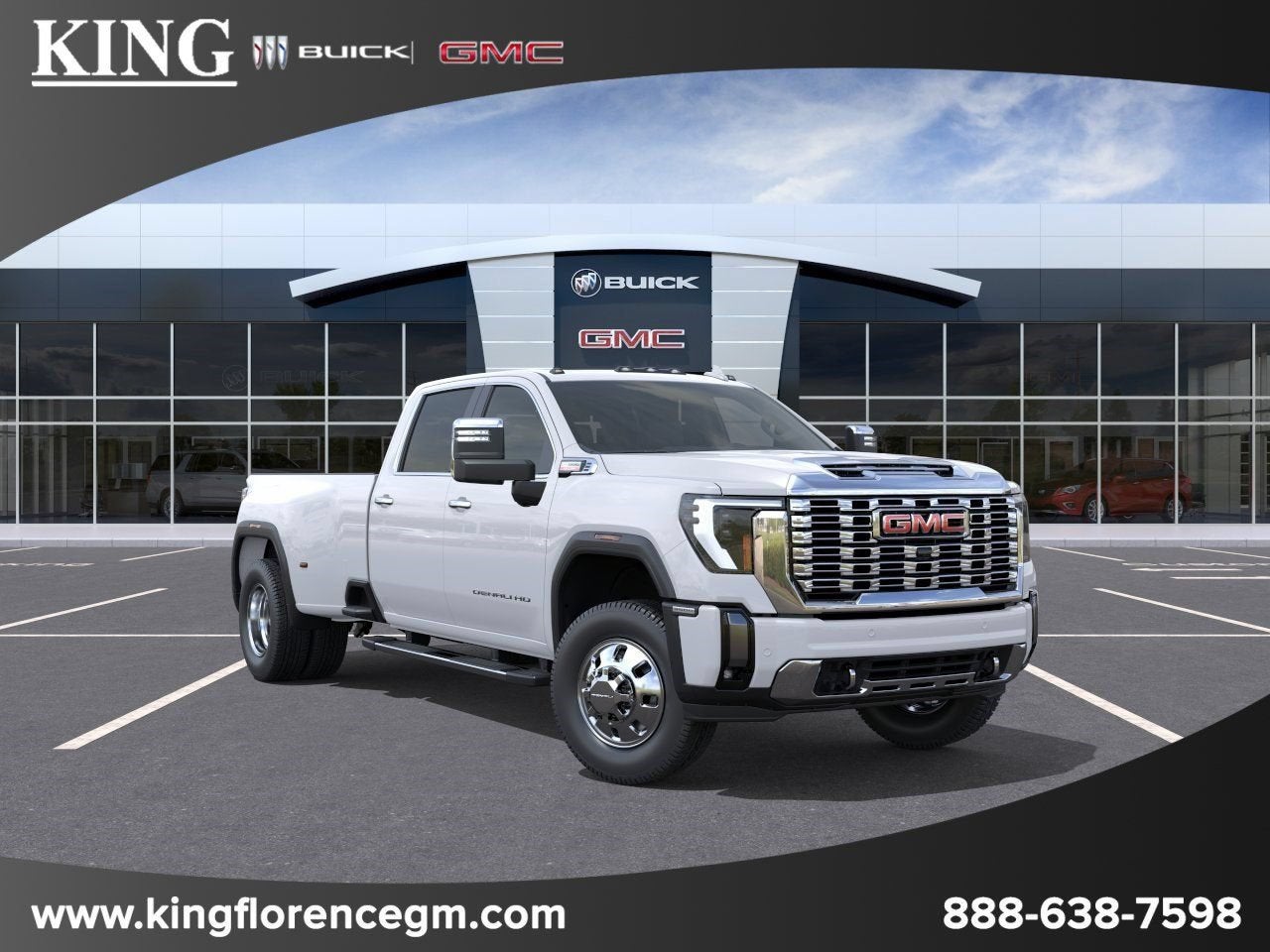 2026 GMC Sierra 3500 HD Denali DRW in Summit White — front three-quarter view