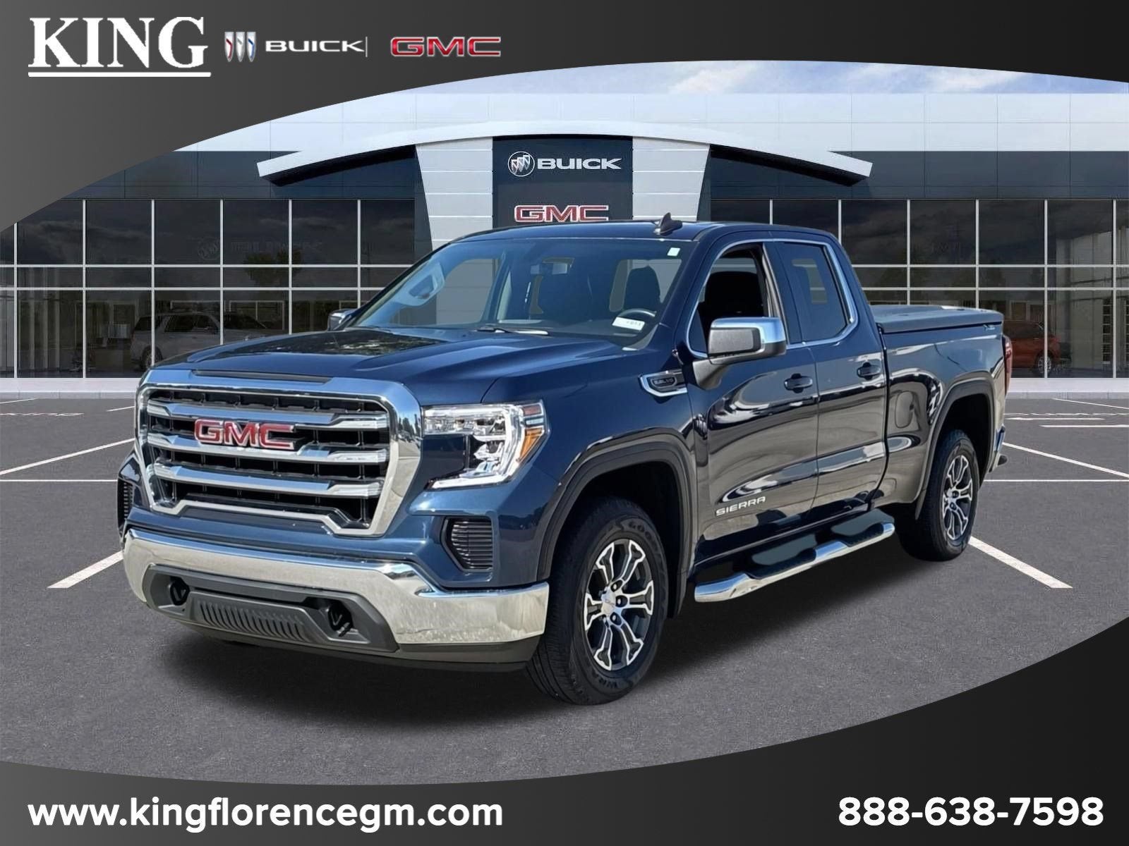 2022 GMC Sierra 1500 Limited SLE in Pacific Blue Metallic — front three-quarter view