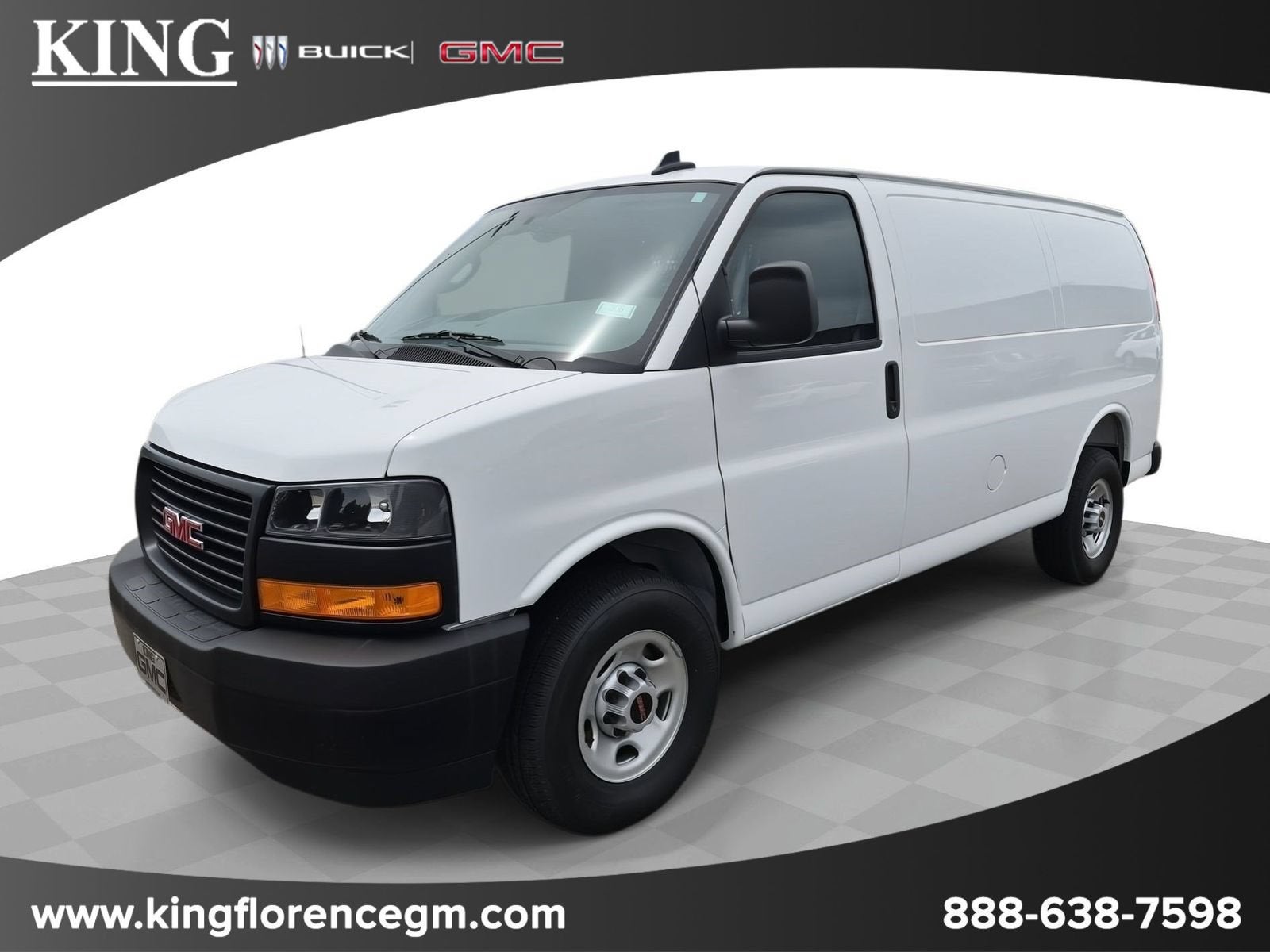 2026 GMC Savana Cargo Work Van in Summit White — front three-quarter view