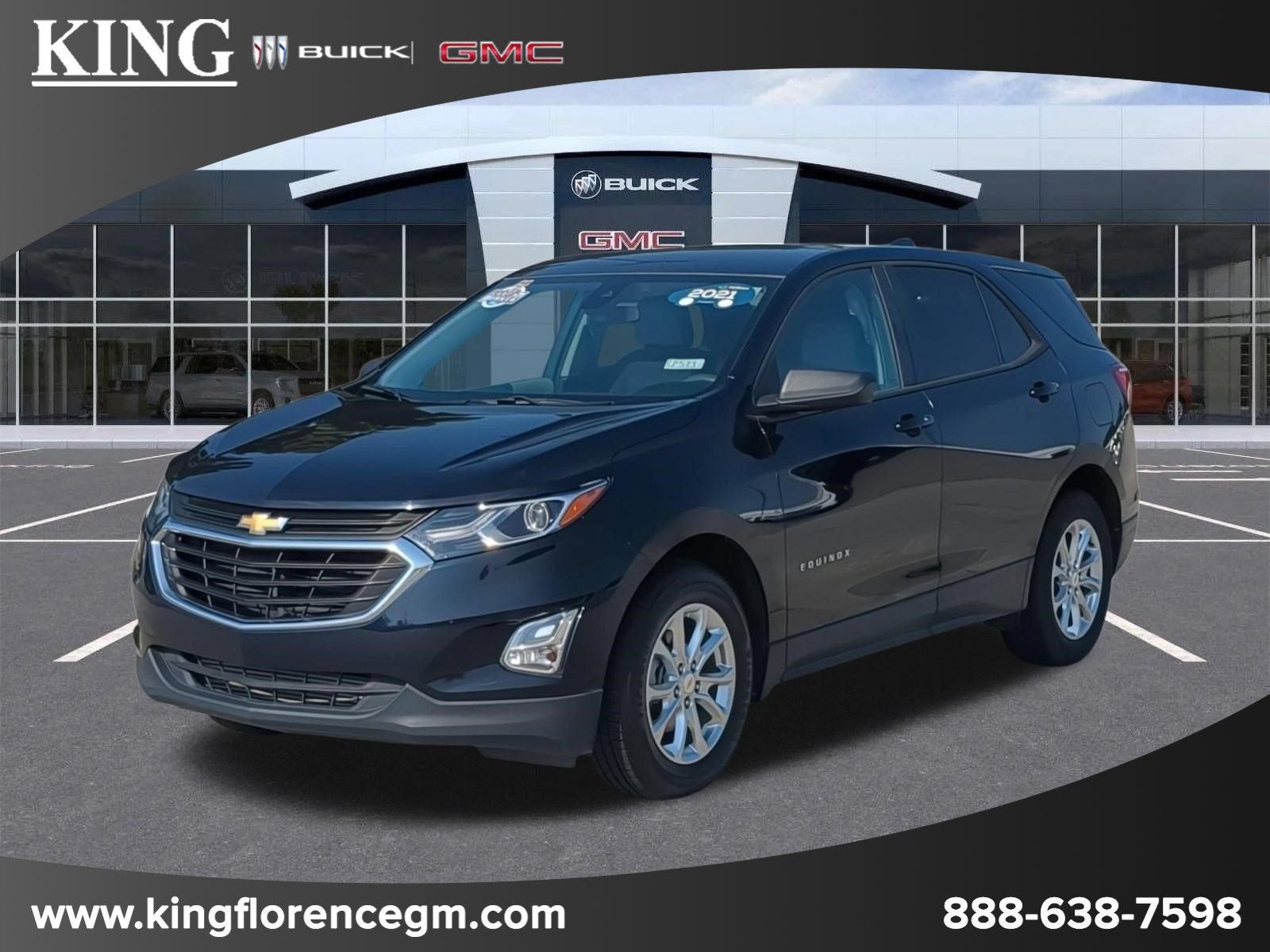 2021 Chevrolet Equinox LS in Midnight Blue Metallic — front three-quarter view