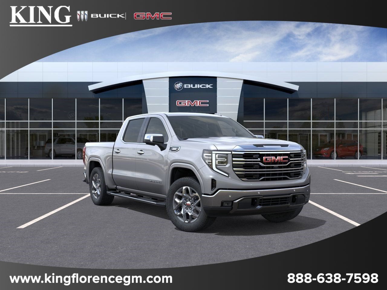 2026 GMC Sierra 1500 SLT in Sterling Metallic — front three-quarter view