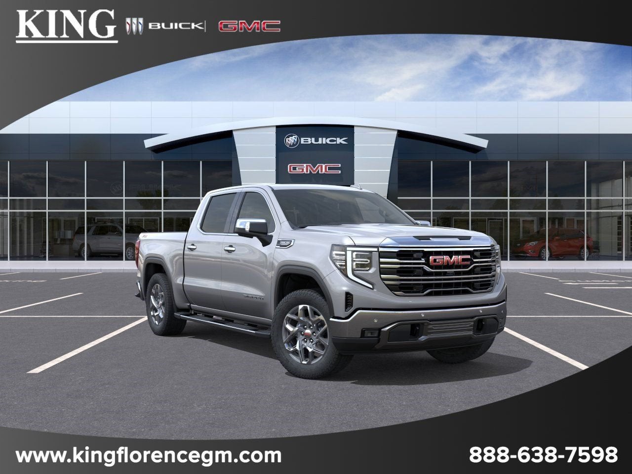2026 GMC Sierra 1500 SLT in Sterling Metallic — front three-quarter view