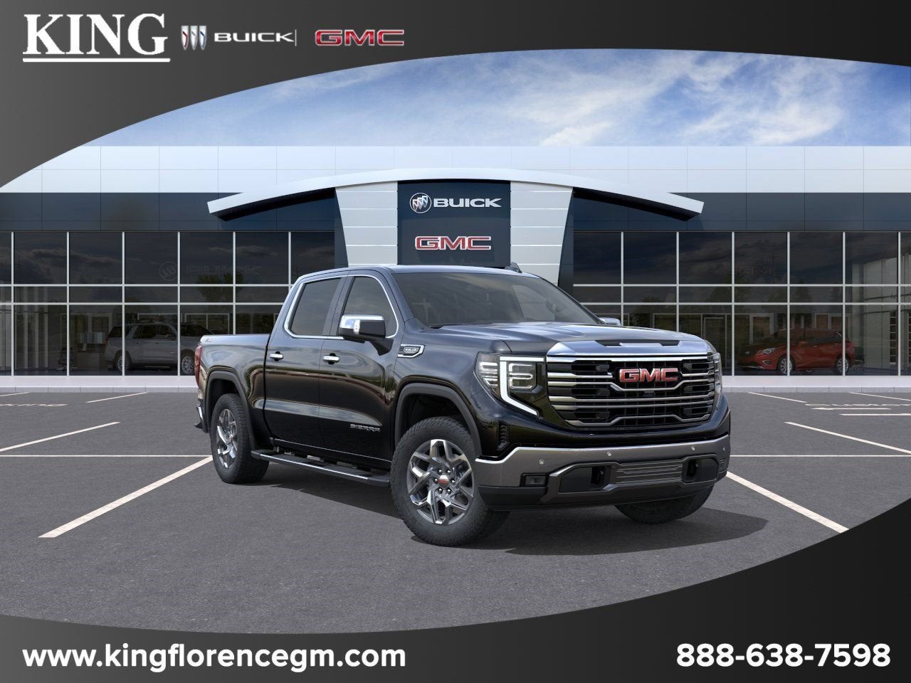 2026 GMC Sierra 1500 SLT in Onyx Black — front three-quarter view