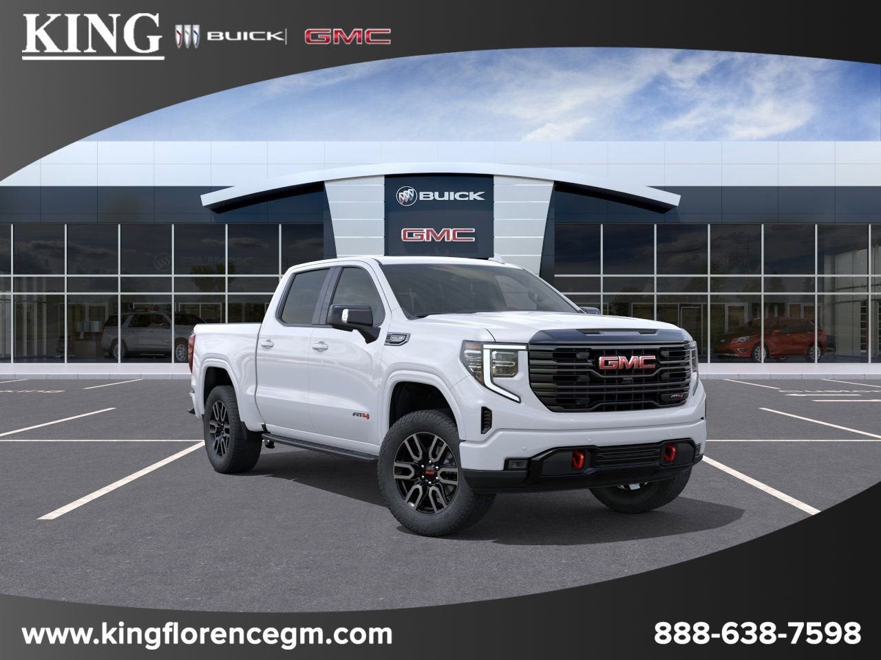 2026 GMC Sierra 1500 AT4 in Summit White — front three-quarter view