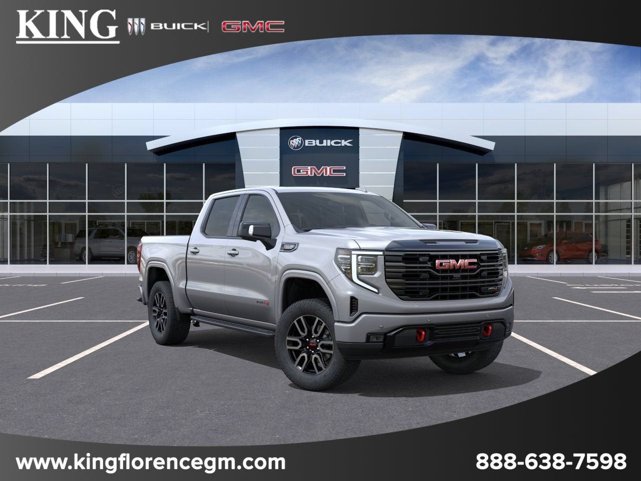 2026 GMC Sierra 1500 AT4 in Sterling Metallic — front three-quarter view