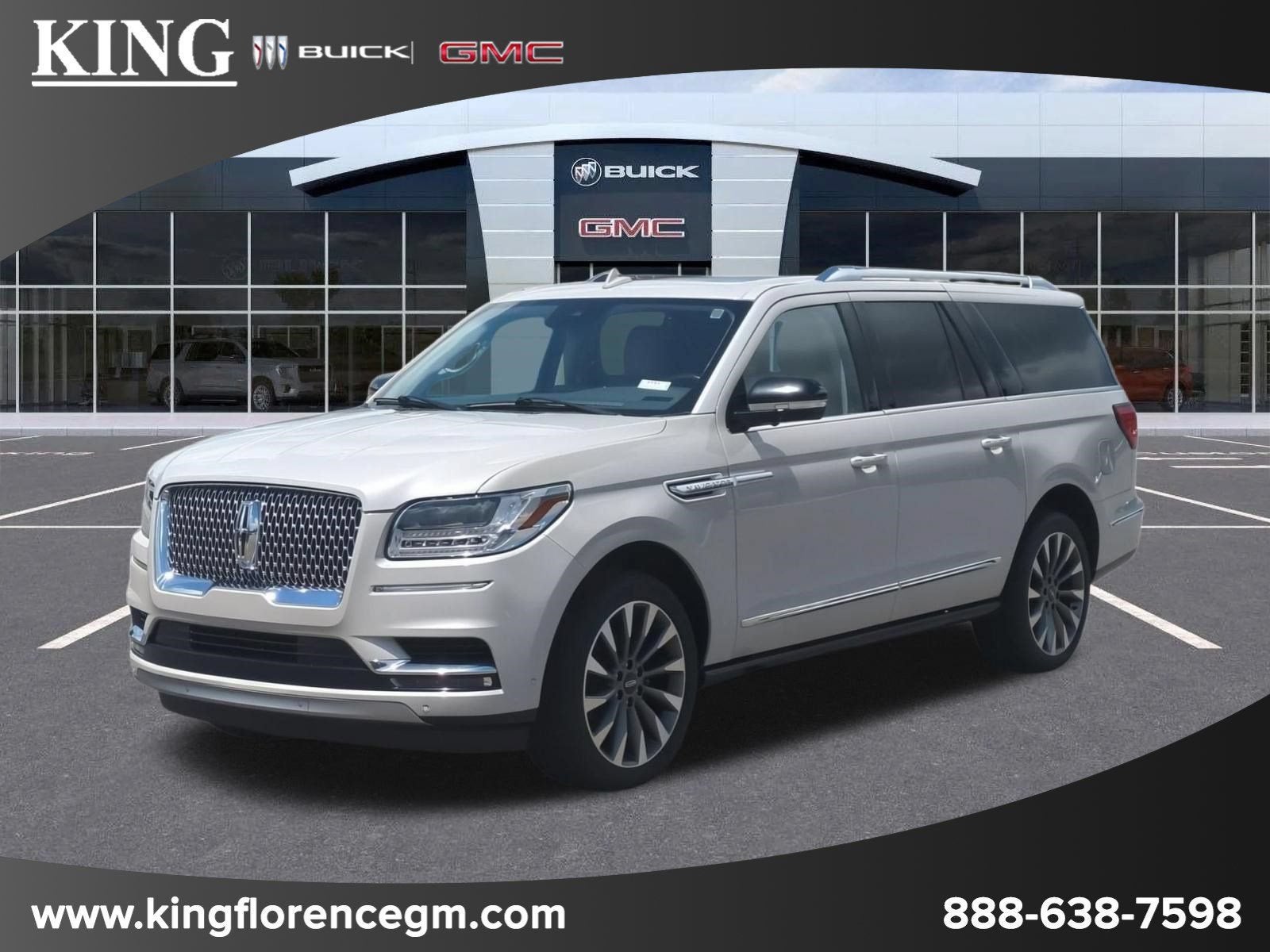 2021 Lincoln Navigator Reserve L in White — front three-quarter view