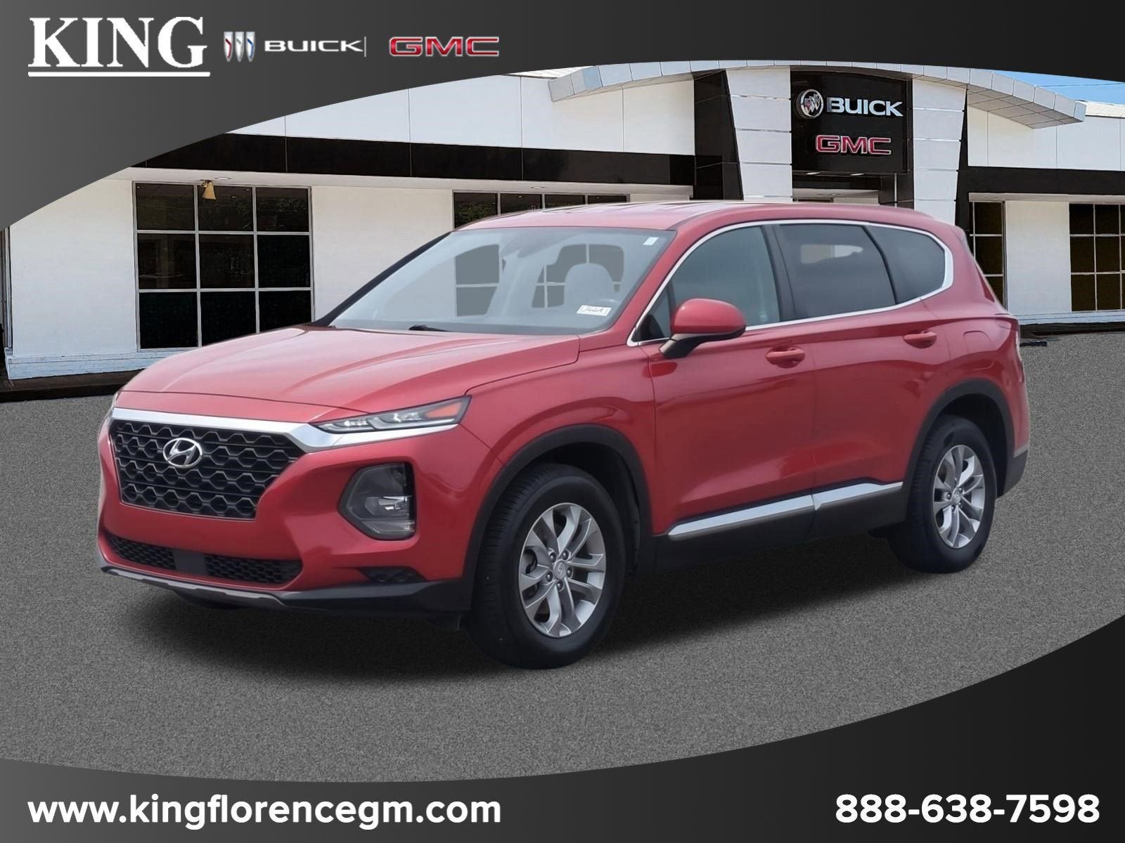 2019 Hyundai Santa Fe SE in Red — front three-quarter view